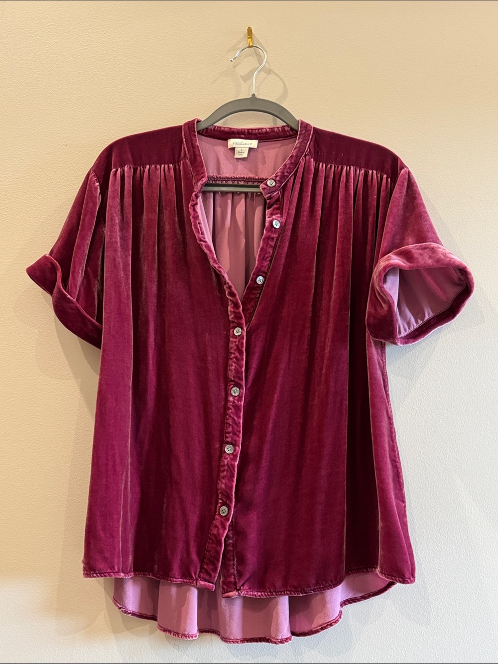 Sundance Velvet Button-Down Shirt in Plum